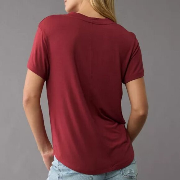 NWT American Eagle Soft & Sexy Oversized Burgundy V-Neck Tee Shirt - Picture 7 of 8